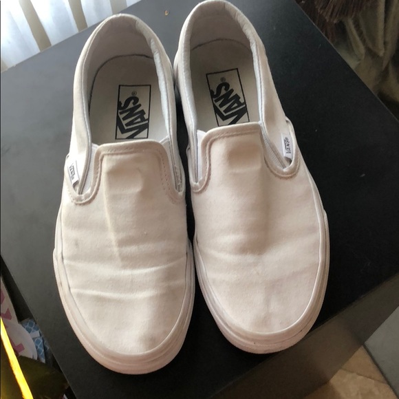white slip on vans size 5